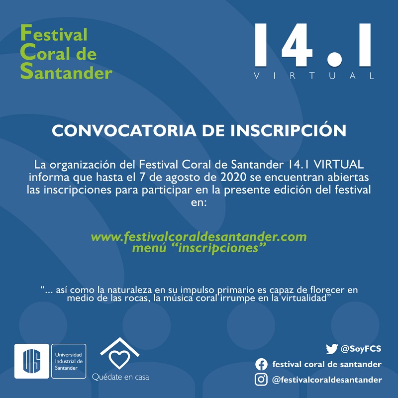 Convocatoria Festival Coral de Santander UIS