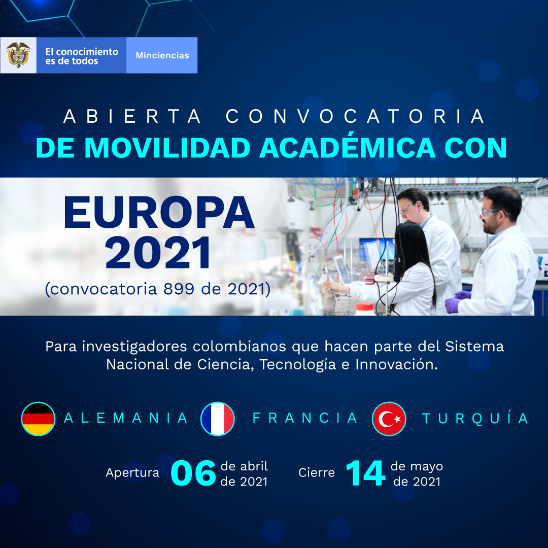 Convocatoria de movilidad académica en Europa MINCIENCIAS