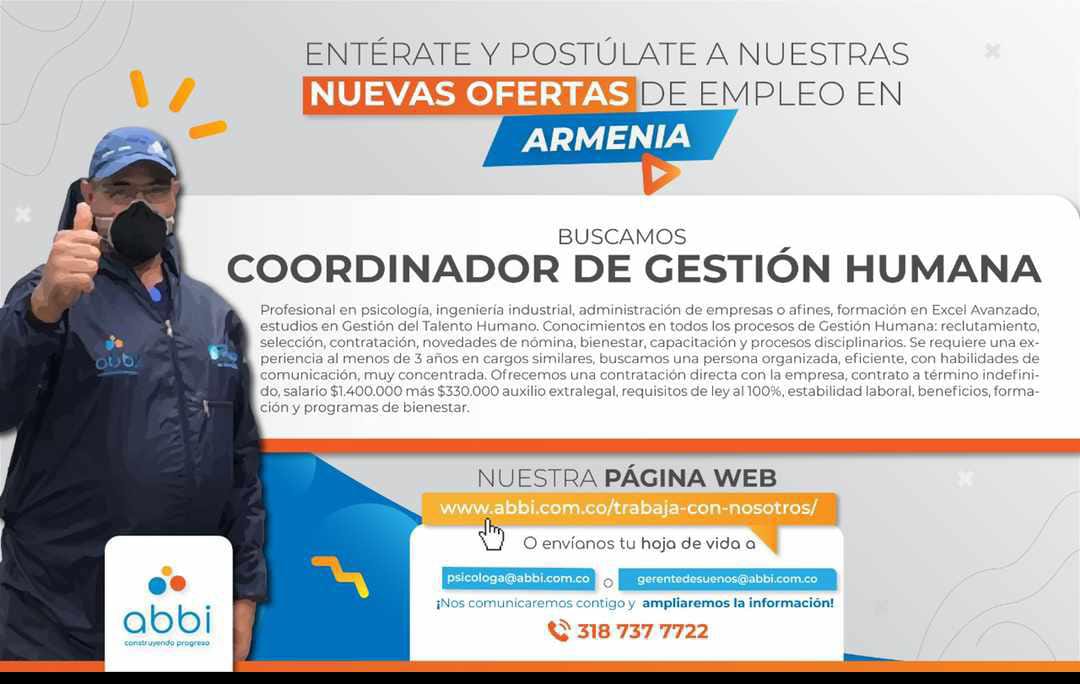 Coordinador de gestion humana abbi